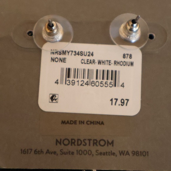 Nordstrom Rack Bow Rhinestone Pearl Drop Earrings Bridal Wedding Silver White - Picture 5 of 6